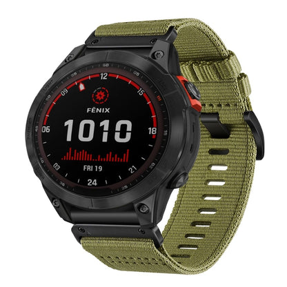 For Garmin Fenix 7 Solar Nylon Canvas Quick Release 22mm Watch Band(Army Green) by bashfashion