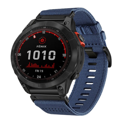 For Garmin Fenix 7 Sapphire Solar Nylon Canvas Quick Release 22mm Watch Band(Blue) by bashfashion