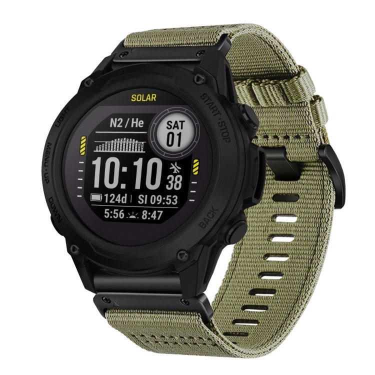 For Garmin Descent G1 Nylon Canvas Quick Release 22mm Watch Band(Olive Green) by bashfashion
