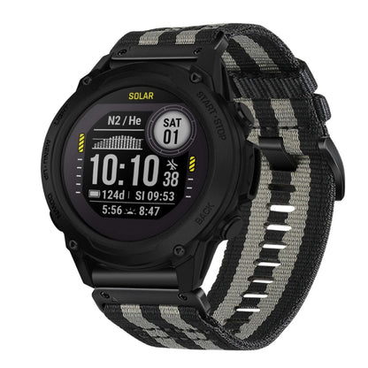 For Garmin Descent G1 Nylon Canvas Quick Release 22mm Watch Band(Black Gray) by bashfashion