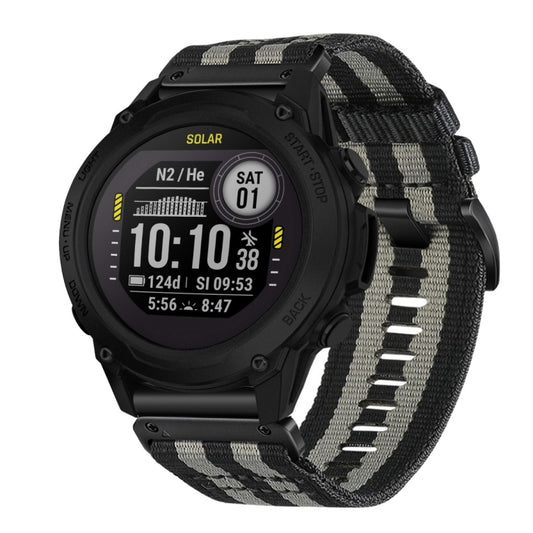 For Garmin Descent G1 Nylon Canvas Quick Release 22mm Watch Band(Black Gray) by bashfashion