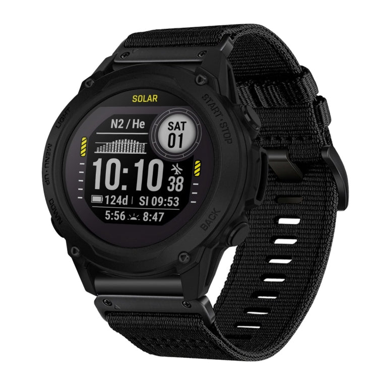 For Garmin Descent G1 Nylon Canvas Quick Release 22mm Watch Band(Black) by bashfashion