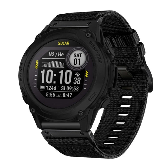 For Garmin Descent G1 Nylon Canvas Quick Release 22mm Watch Band(Black) by bashfashion
