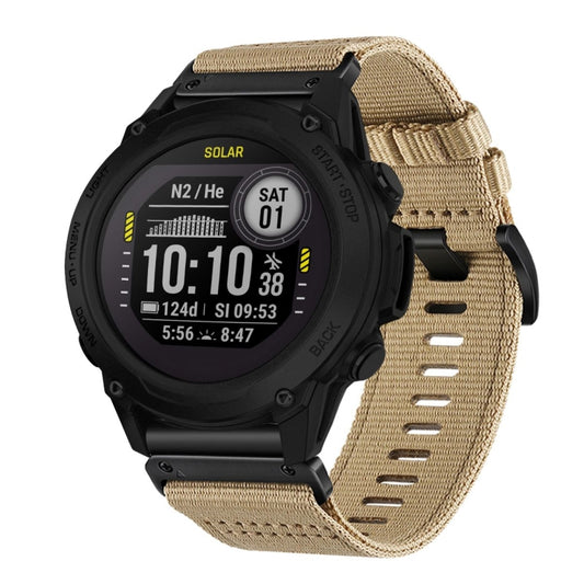 For Garmin Descent G1 Nylon Canvas Quick Release 22mm Watch Band(Khaki) by bashfashion