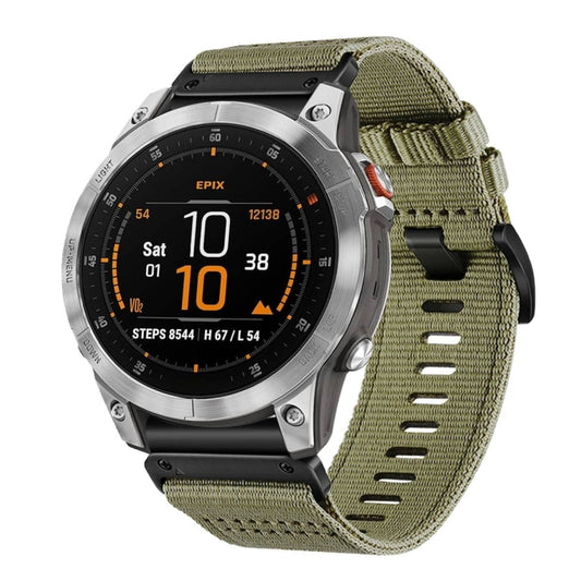 For Garmin EPIX Gen 2 / EPIX Pro Gen 2 Nylon Canvas Quick Release 22mm Watch Band(Olive Green) by bashfashion