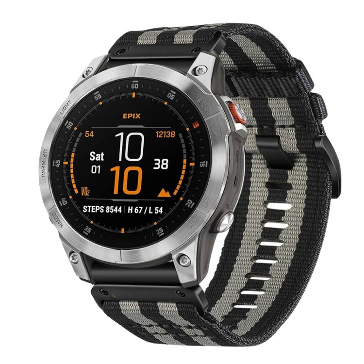 For Garmin EPIX Gen 2 / EPIX Pro Gen 2 Nylon Canvas Quick Release 22mm Watch Band(Black Gray) by bashfashion