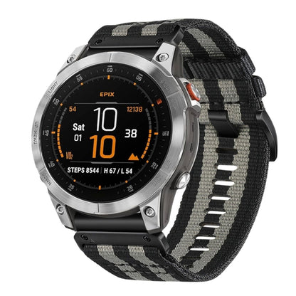 For Garmin EPIX Gen 2 / EPIX Pro Gen 2 Nylon Canvas Quick Release 22mm Watch Band(Black Gray) by bashfashion