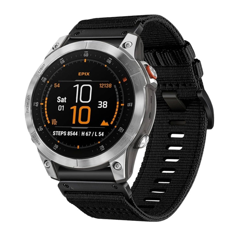For Garmin EPIX Gen 2 / EPIX Pro Gen 2 Nylon Canvas Quick Release 22mm Watch Band(Black) by bashfashion