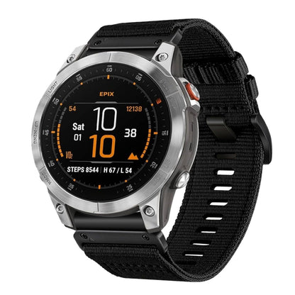 For Garmin EPIX Gen 2 / EPIX Pro Gen 2 Nylon Canvas Quick Release 22mm Watch Band(Black) by bashfashion