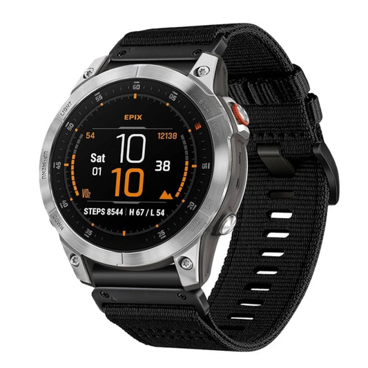 For Garmin EPIX Gen 2 / EPIX Pro Gen 2 Nylon Canvas Quick Release 22mm Watch Band(Black) by bashfashion