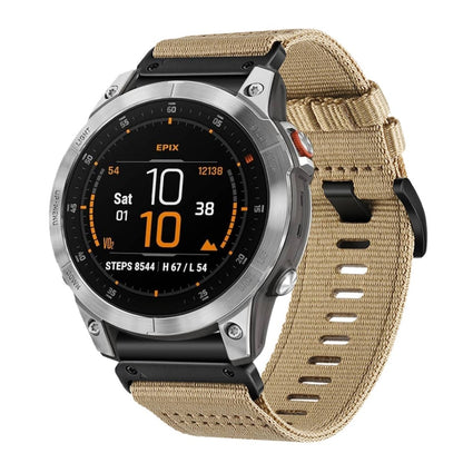 For Garmin EPIX Gen 2 / EPIX Pro Gen 2 Nylon Canvas Quick Release 22mm Watch Band(Khaki) by bashfashion