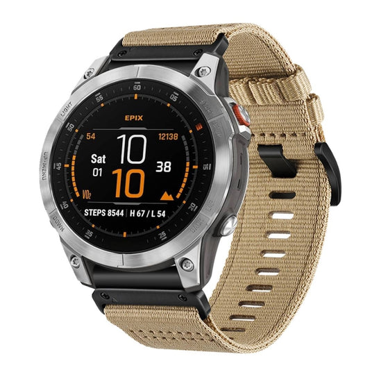 For Garmin EPIX Gen 2 / EPIX Pro Gen 2 Nylon Canvas Quick Release 22mm Watch Band(Khaki) by bashfashion