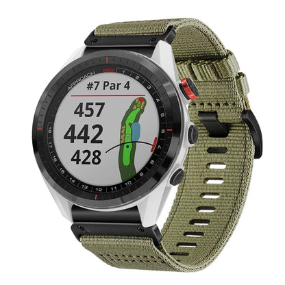 For Garmin Approach S62 Nylon Canvas Quick Release 22mm Watch Band(Olive Green) by bashfashion