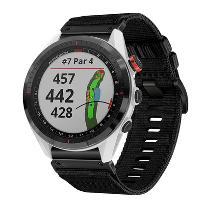 For Garmin Approach S62 Nylon Canvas Quick Release 22mm Watch Band(Black) by bashfashion