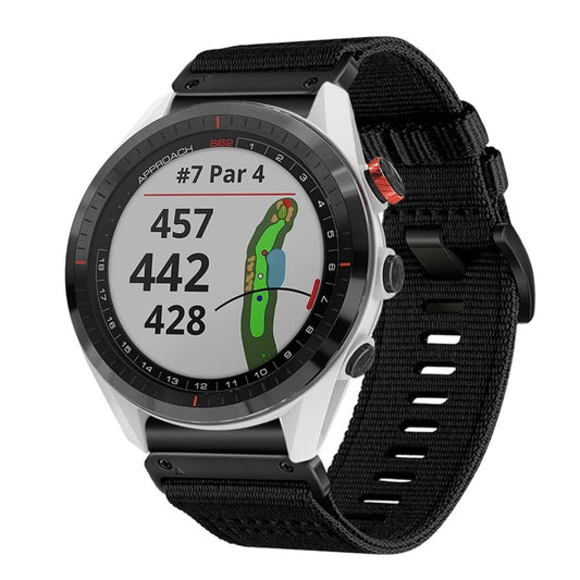 For Garmin Approach S62 Nylon Canvas Quick Release 22mm Watch Band(Black) by bashfashion