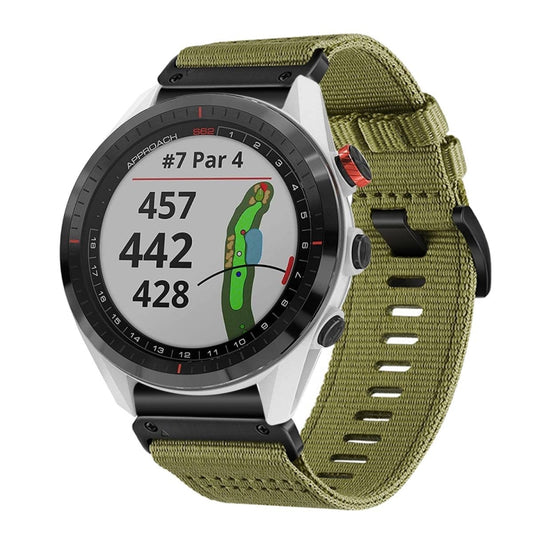 For Garmin Approach S62 Nylon Canvas Quick Release 22mm Watch Band(Army Green) by bashfashion