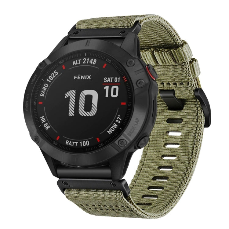 For Garmin Fenix 6 GPS / 6 Pro GPS Nylon Canvas Quick Release 22mm Watch Band(Olive Green) by bashfashion