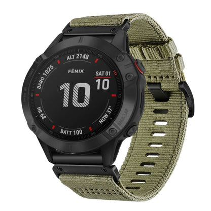 For Garmin Fenix 6 GPS / 6 Pro GPS Nylon Canvas Quick Release 22mm Watch Band(Olive Green) by bashfashion