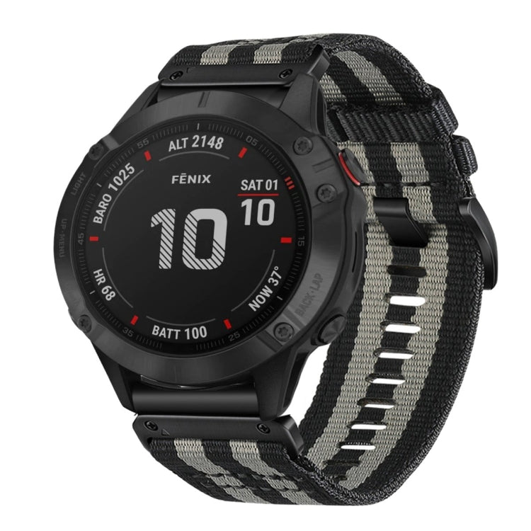 For Garmin Fenix 6 GPS / 6 Pro GPS Nylon Canvas Quick Release 22mm Watch Band(Black Gray) by bashfashion