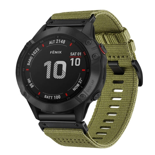 For Garmin Fenix 6 GPS / 6 Pro GPS Nylon Canvas Quick Release 22mm Watch Band(Army Green) by bashfashion