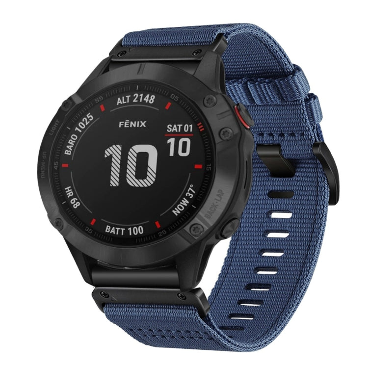 For Garmin Fenix 6 GPS / 6 Pro GPS Nylon Canvas Quick Release 22mm Watch Band(Blue) by bashfashion