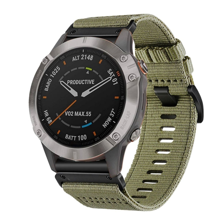 For Garmin Fenix 6 Sapphire GPS Nylon Canvas Quick Release 22mm Watch Band(Olive Green) by bashfashion