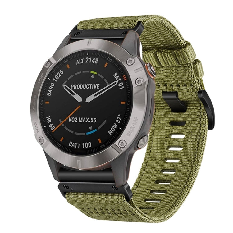 For Garmin Fenix 6 Sapphire GPS Nylon Canvas Quick Release 22mm Watch Band(Army Green) by bashfashion