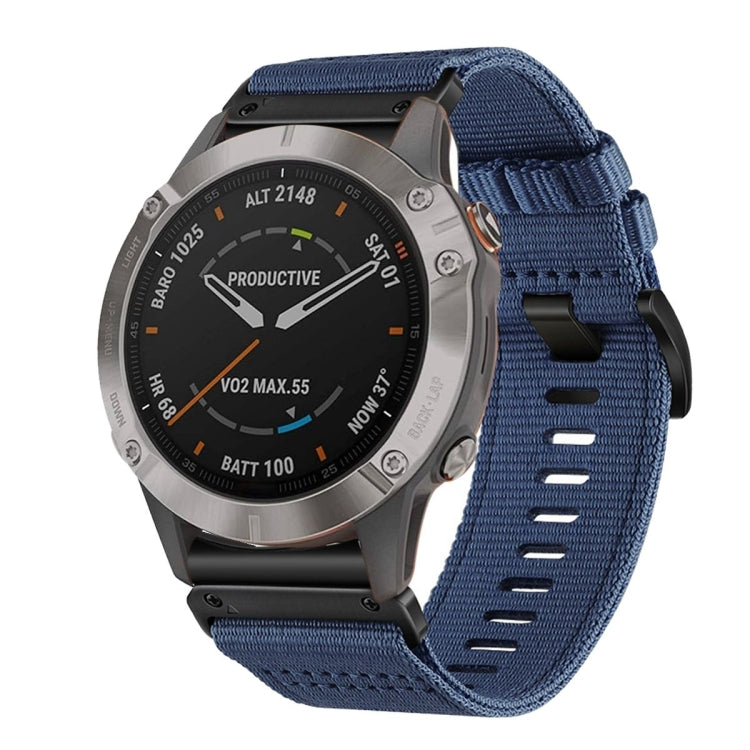 For Garmin Fenix 6 Sapphire GPS Nylon Canvas Quick Release 22mm Watch Band(Blue) by bashfashion