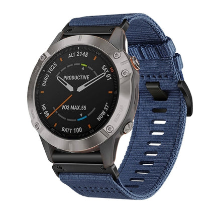 For Garmin Fenix 6 Sapphire GPS Nylon Canvas Quick Release 22mm Watch Band(Blue) by bashfashion