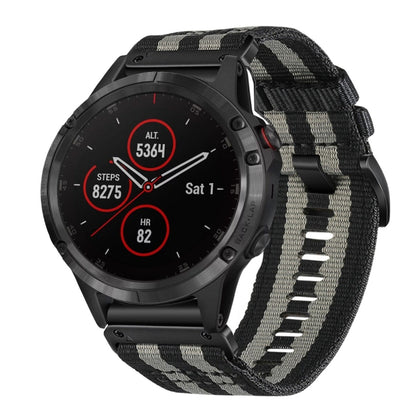 For Garmin Fenix 5 / 5 Plus Nylon Canvas Quick Release 22mm Watch Band(Black Gray) by bashfashion