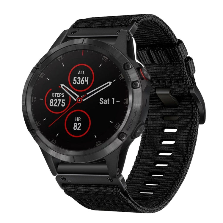 For Garmin Fenix 5 / 5 Plus Nylon Canvas Quick Release 22mm Watch Band(Black) by bashfashion