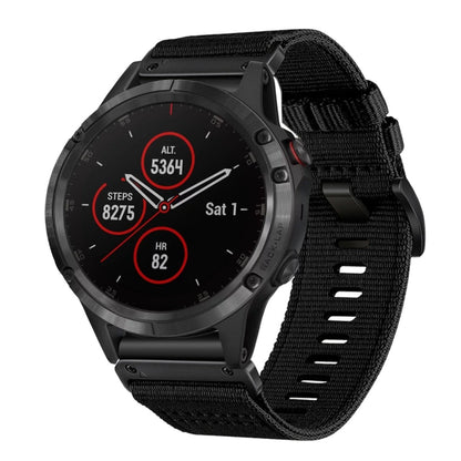 For Garmin Fenix 5 / 5 Plus Nylon Canvas Quick Release 22mm Watch Band(Black) by bashfashion
