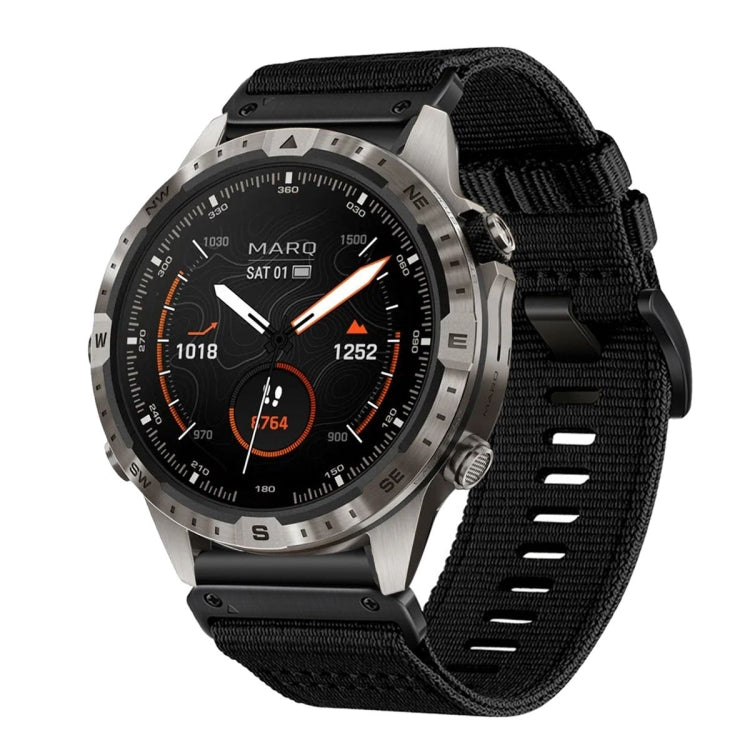 For Garmin MARQ Gen 2 Nylon Canvas Quick Release 22mm Watch Band(Black) by bashfashion