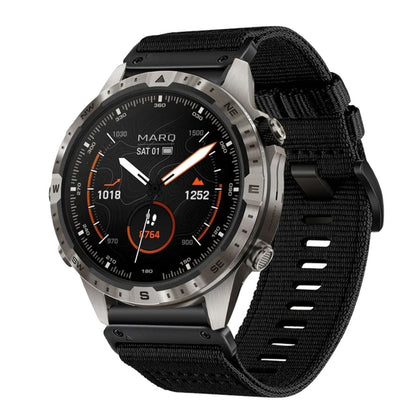 For Garmin MARQ Gen 2 Nylon Canvas Quick Release 22mm Watch Band(Black) by bashfashion