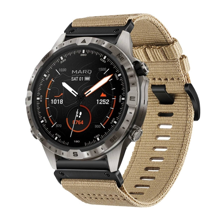 For Garmin MARQ Gen 2 Nylon Canvas Quick Release 22mm Watch Band(Khaki) by bashfashion