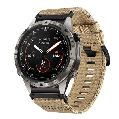 For Garmin MARQ Gen 2 Nylon Canvas Quick Release 22mm Watch Band(Khaki) by bashfashion