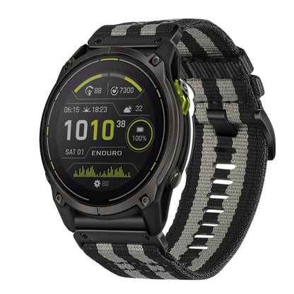 For Garmin Enduro 3 Nylon Canvas Quick Release 26mm Watch Band(Black Gray) by bashfashion