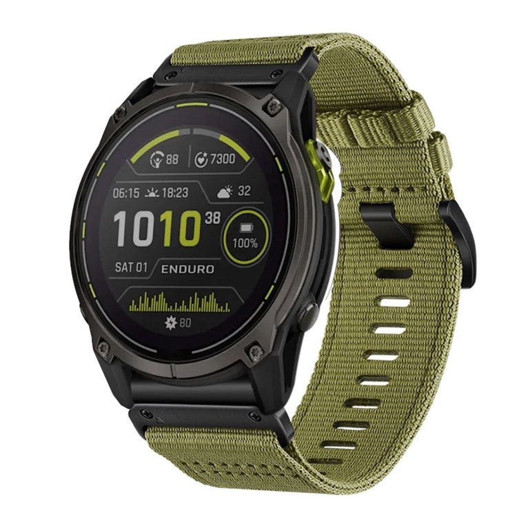 For Garmin Enduro 3 Nylon Canvas Quick Release 26mm Watch Band(Army Green) by bashfashion
