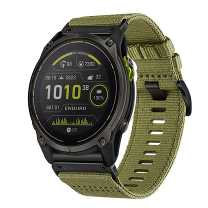 For Garmin Enduro 3 Nylon Canvas Quick Release 26mm Watch Band(Army Green) by bashfashion