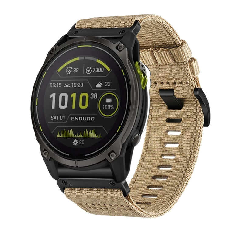 For Garmin Enduro 3 Nylon Canvas Quick Release 26mm Watch Band(Khaki) by bashfashion