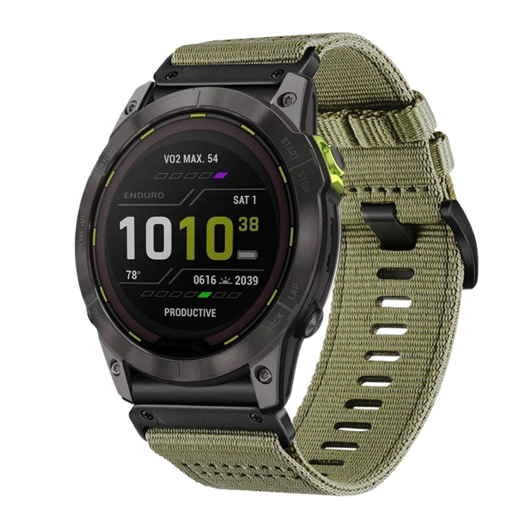 For Garmin Enduro 2 / Enduro Nylon Canvas Quick Release 26mm Watch Band(Olive Green) by bashfashion