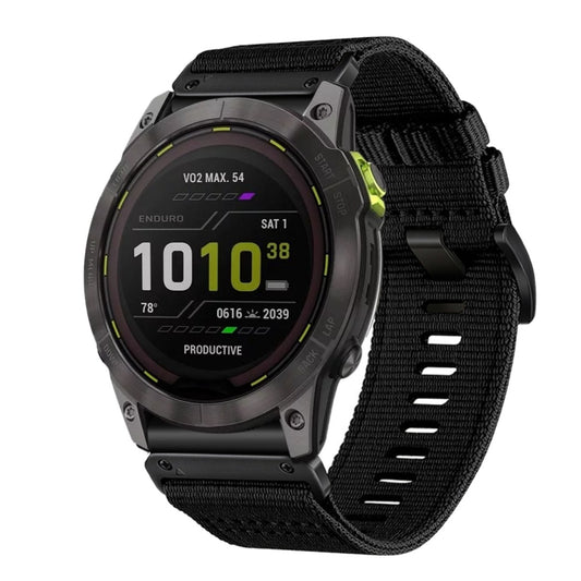 For Garmin Enduro 2 / Enduro Nylon Canvas Quick Release 26mm Watch Band(Black) by bashfashion