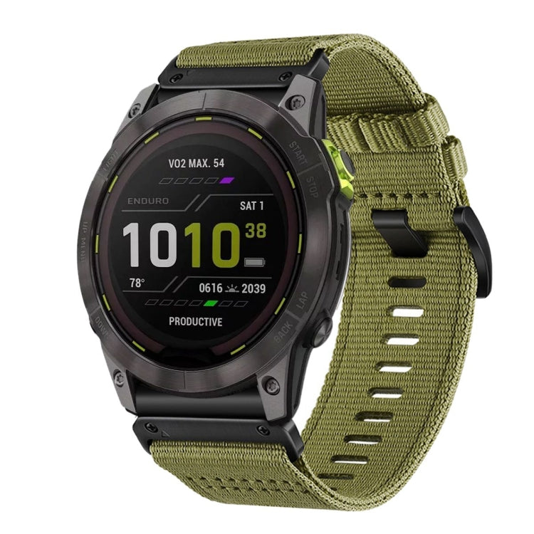 For Garmin Enduro 2 / Enduro Nylon Canvas Quick Release 26mm Watch Band(Army Green) by bashfashion