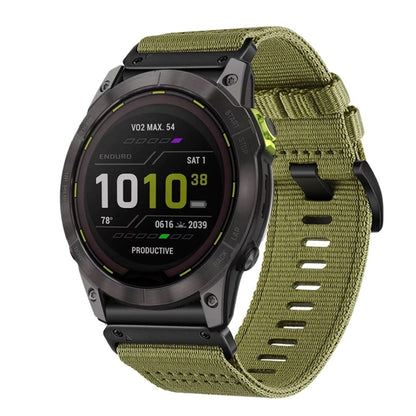 For Garmin Enduro 2 / Enduro Nylon Canvas Quick Release 26mm Watch Band(Army Green) by bashfashion