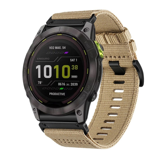 For Garmin Enduro 2 / Enduro Nylon Canvas Quick Release 26mm Watch Band(Khaki) by bashfashion