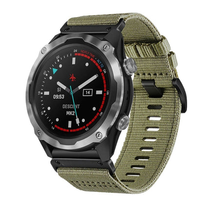 For Garmin Descent MK2 / MK2i Nylon Canvas Quick Release 26mm Watch Band(Olive Green) by bashfashion