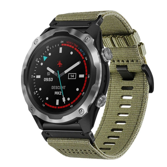For Garmin Descent MK2 / MK2i Nylon Canvas Quick Release 26mm Watch Band(Olive Green) by bashfashion