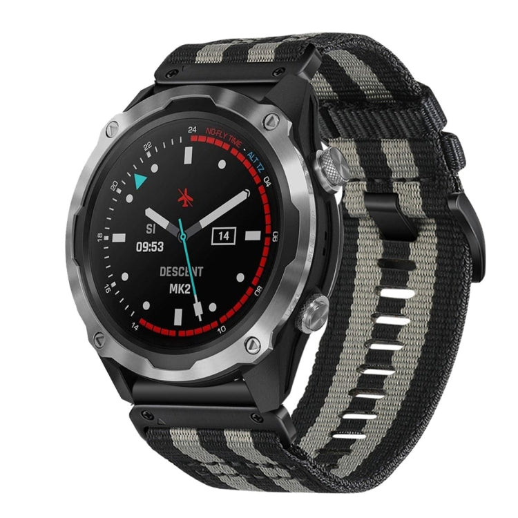 For Garmin Descent MK2 / MK2i Nylon Canvas Quick Release 26mm Watch Band(Black Gray) by bashfashion