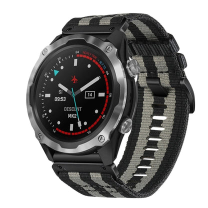 For Garmin Descent MK2 / MK2i Nylon Canvas Quick Release 26mm Watch Band(Black Gray) by bashfashion