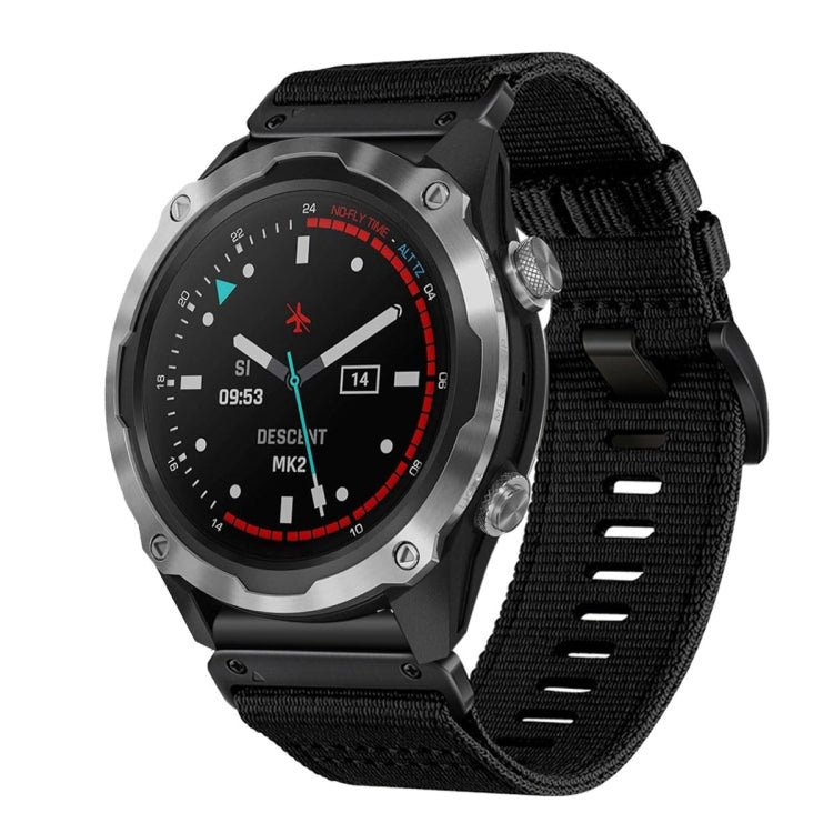 For Garmin Descent MK2 / MK2i Nylon Canvas Quick Release 26mm Watch Band(Black) by bashfashion